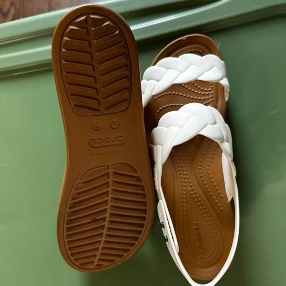 Crocs White Braided Sandals